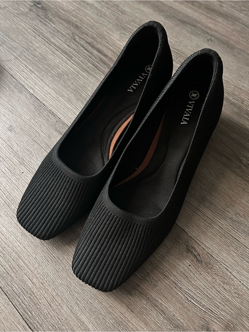 Vivaia Melody Square Toe Chunky Block Heels Black Women’s Size EU 39 US 8